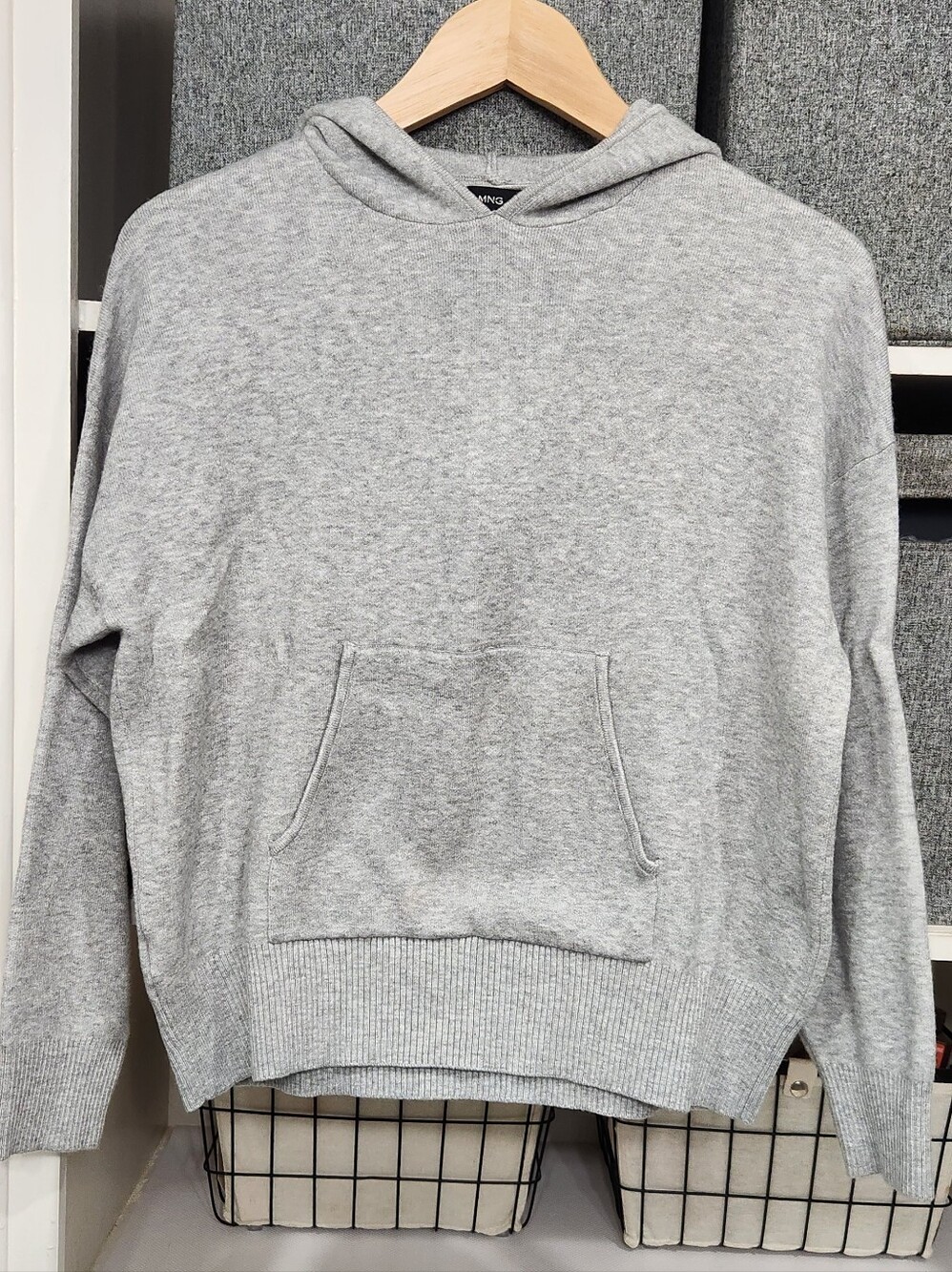 Mango Light Gray Hooded Sweater, Small, NWOT.